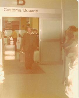 George Parker arriving from England, 1976