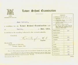 Jean Bernath Lower School Examination, 1924