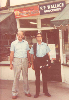 Woodbridge, Wallace Grocery Store with Robert F. Wallace and Letter Carrier Kenneth Robertson, 1979