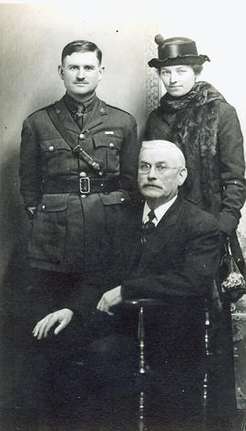 A. A. Mackenzie, Florence Currie, sister and Donald Mackenzie, father, 1915