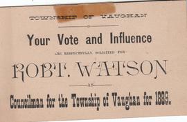 Vote for Robert Watson Card, 1889