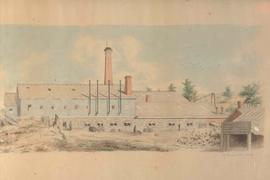 Painting of Woodbridge Agricultural and Machine Works, 1874